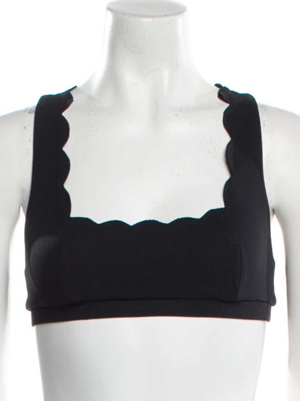 (GENTLY USED) Marysia Scallop Edge Black Cross Back Bikini Swim Top XS